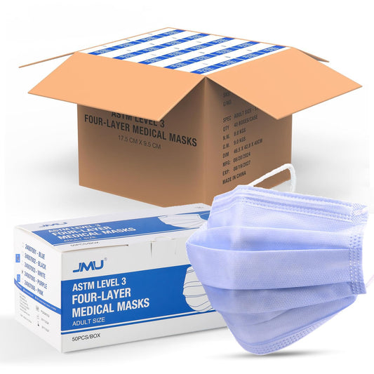 JMU Disposable Face Masks, (40Box, 2000Pcs) 4-Ply ASTM Level 3 Medical Mask for Adults, Purple