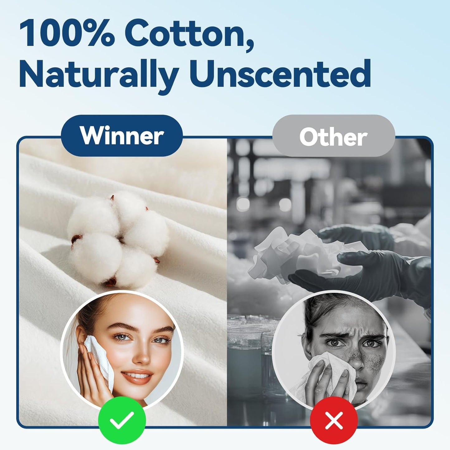 Winner Soft Face Towels, 100% USDA Biobased Facial Towels, 6 Packs per Case, 6 Bags per Pack (36 Bags Total)
