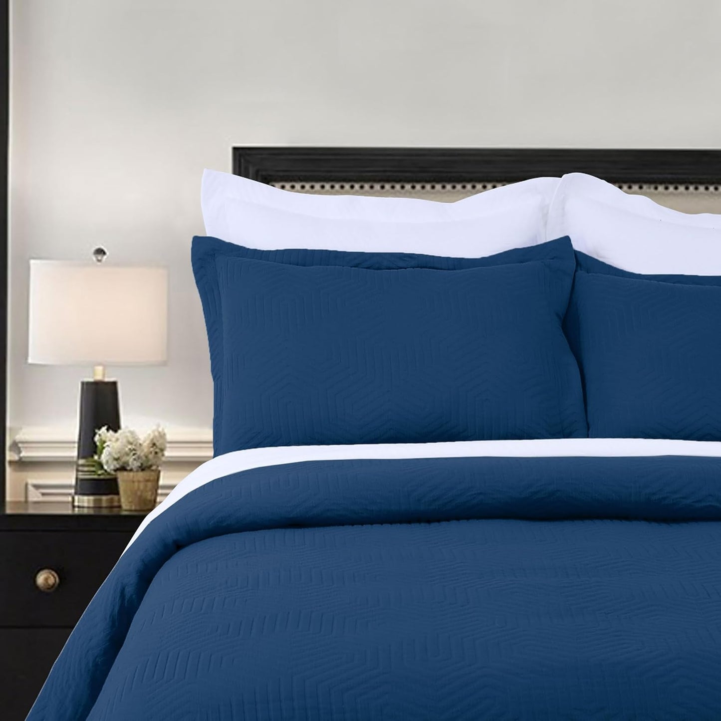Threadmill Luxury Cotton Blankets for King Size Bed | All-Season Cozy 100% Cotton King Size Blanket | Aster Soft & Lightweight Coverlet fits California King Size Bed, 104x92 | Folkstone Blue