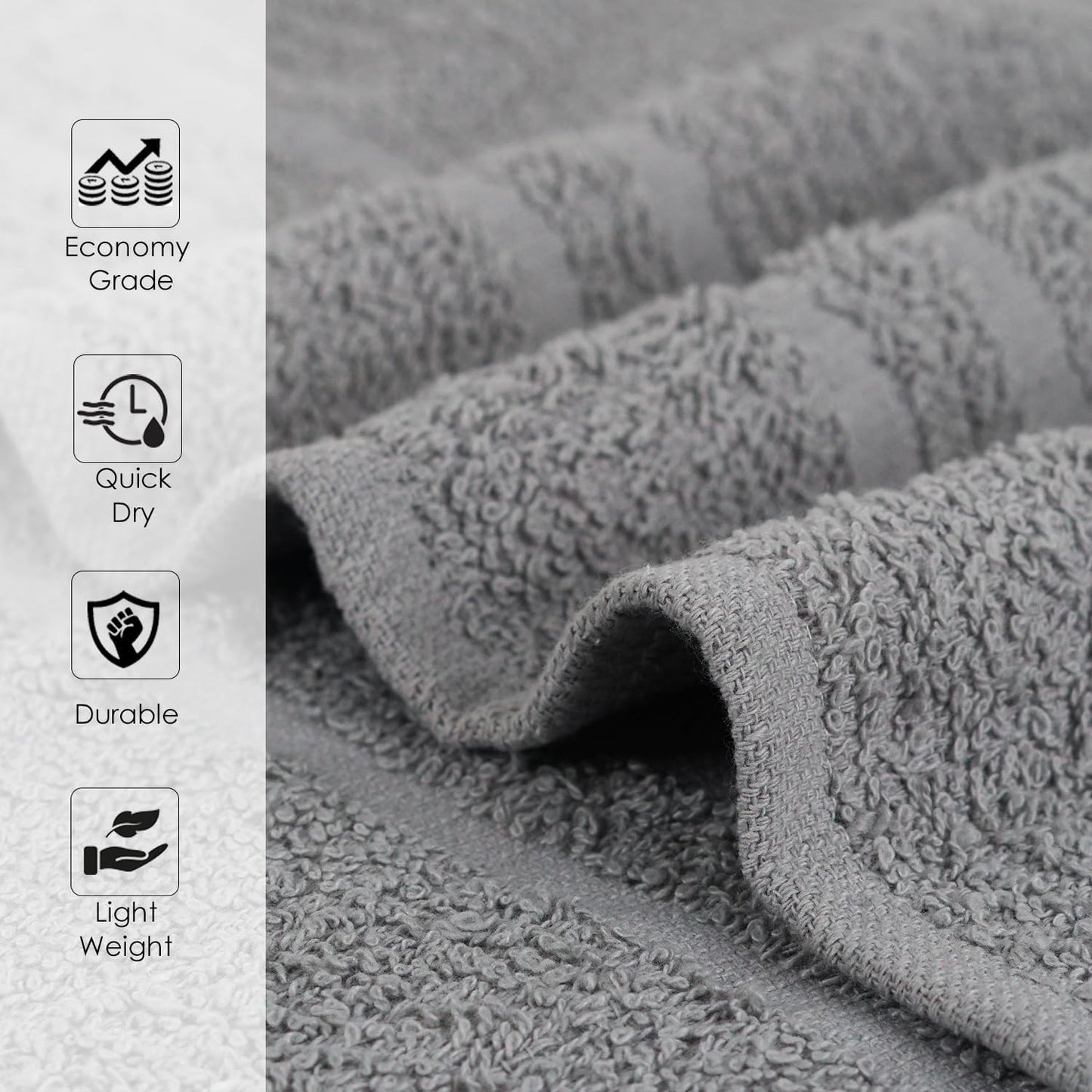 24 Pack Dark Grey Hand Towels 100% Cotton Spa Towel – 16x27 inches Highly Absorbable Facial Towels Gym, Hair, Face, Bulk Small Towels (Not Bleach Proof)