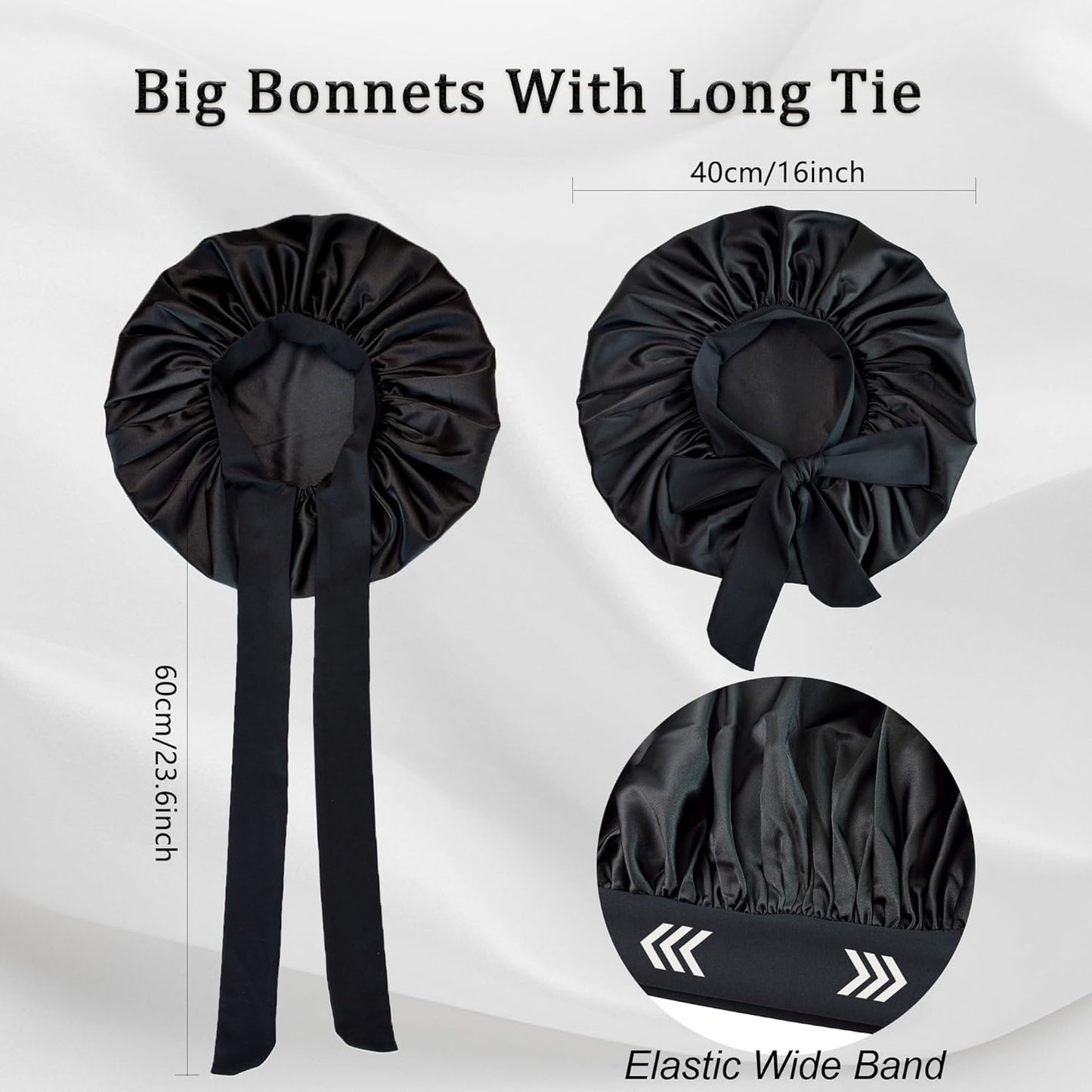 Silk Bonnet for Sleeping Women Satin Bonnet Double Layer Night Sleep Cap with Elastic Tie Band for Curly Natural Hair