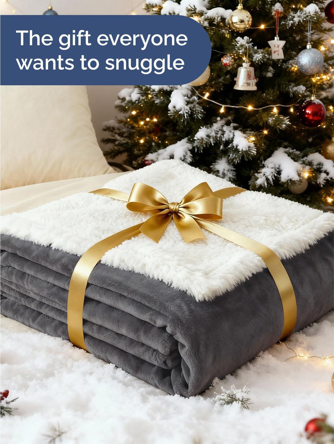 Sherpa Fleece Blanket Queen Size - Reversible Sherpa Fleece Queen Blanket - Super Soft Double Sided for Bed, Sofa, Couch - Thick, Warm, and Plush - Luxurious Bedding for Winter - Dark Grey, 90" x 90"
