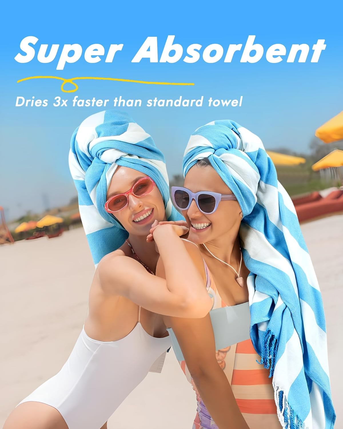 2 PacksOversized Cotton Turkish Beach Towels 74"x38" Thin Quick Dry Sand Free Pool Swim Bathing Towel Extra Large Blanket Adult Travel Essentials Accessories Summer Vacation Blue Purple Stripe