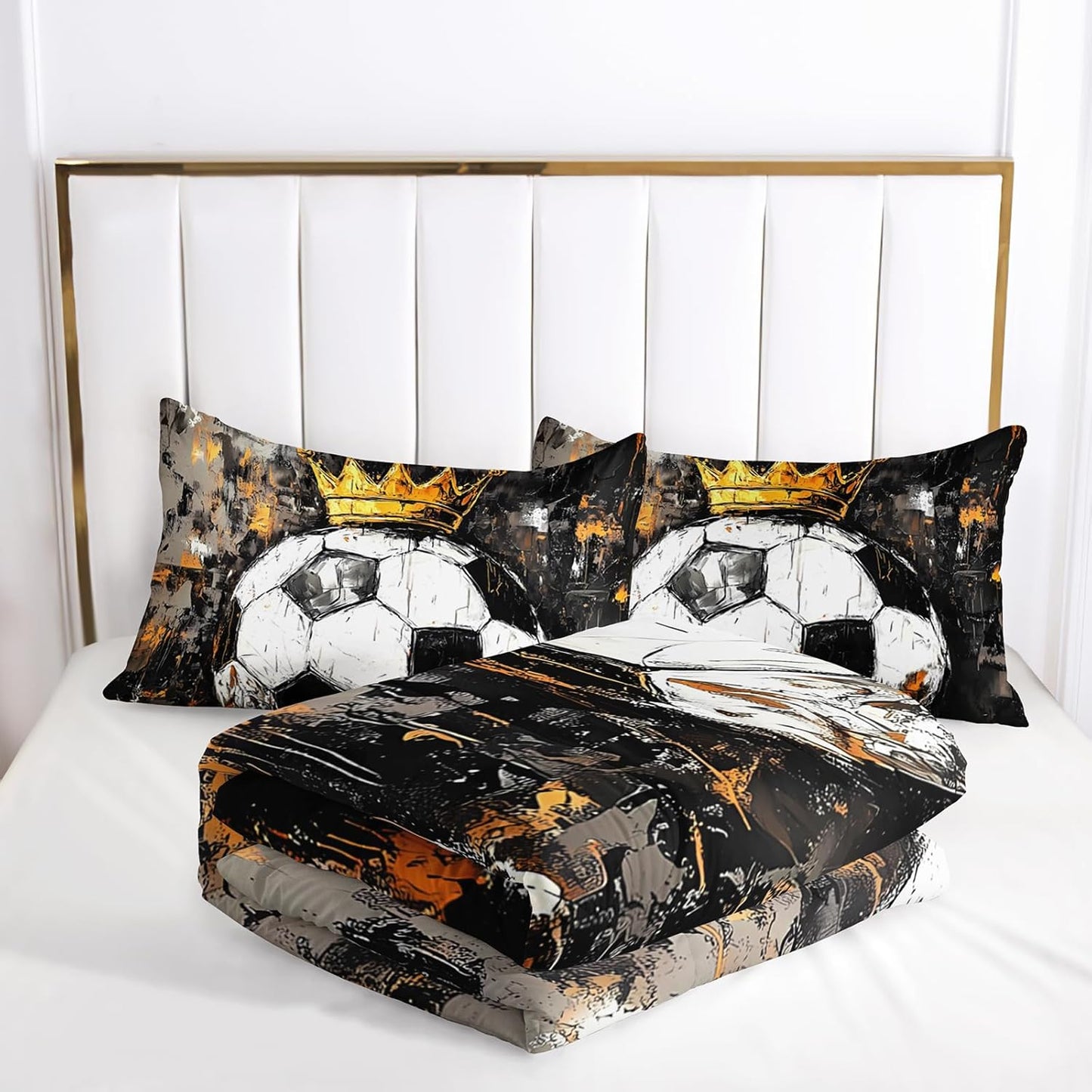 Soccer Ball Comforter Set Twin for Boy，Sport Theme Twin Bedding Sets for Boys，with 1 Comforter with 2 Pillow Case，Soccer Themed Bedroom Decor for Boys