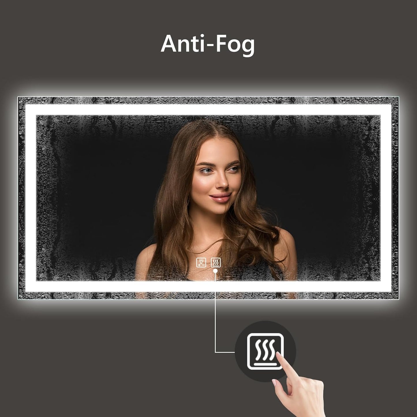 APRILSOUL 60x40 Inch LED Bathroom Mirror with Front and Backlit, Makeup Mirror with 3 Color Lights, Memory Function, Anti-Fog and Dimmable Light (Horizontal)