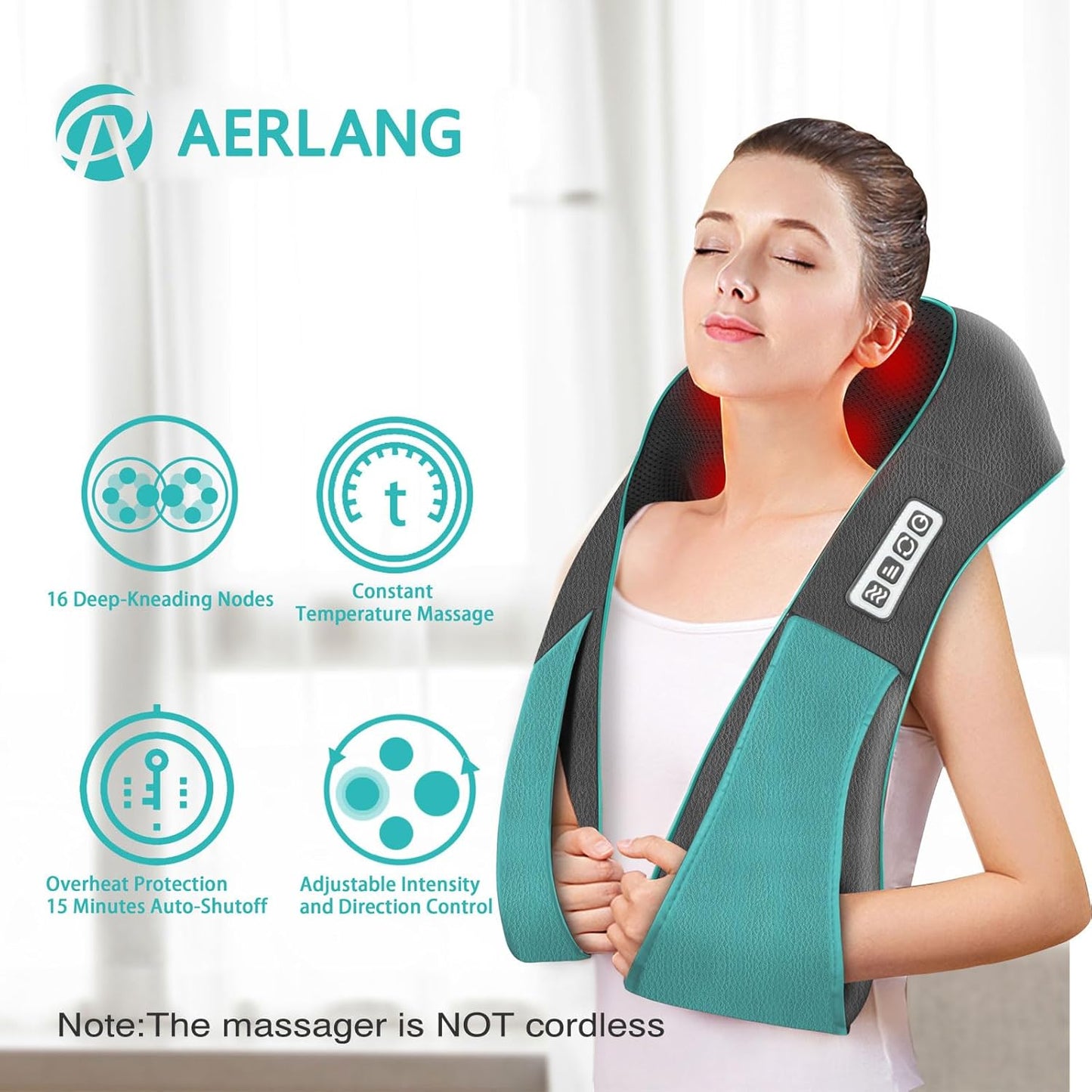 AERLANG Fathers Day Dad Gifts Neck Massger,Shiatsu Neck and Back Massager with Heating Neck and Shoulder Massager Deep Kneading Pillow for Massage Home Office Car Use Gifts for Women Men Dad Mom