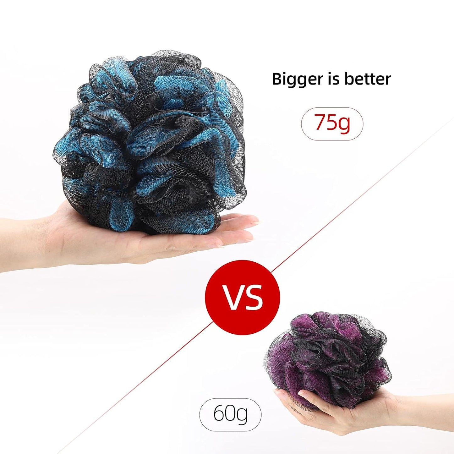 75g/Pcs Shower Loofah Bath Sponge for Women Men Lufa Exfoliating Body Scrubber (Set of 4)