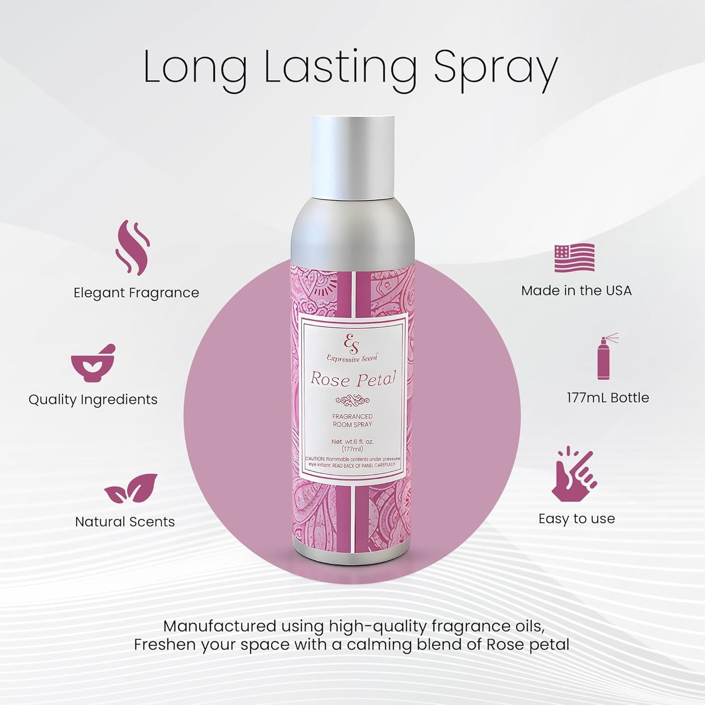 Expressive scent Room Freshener spray - Premium Rose Air Fresheners for Home – Long lasting home fragrance Spray for Bathroom, Office & Small Spaces 6 FL Oz