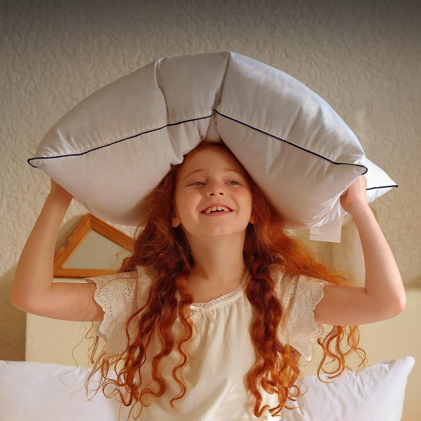 BHZ King Size Pillows Set of 4 Feather Down Hotel My King Pillows Bed Goose Pillow Luxury 4 Pack Pillow for Sleeping Side Sleepers Soft Support Gifts