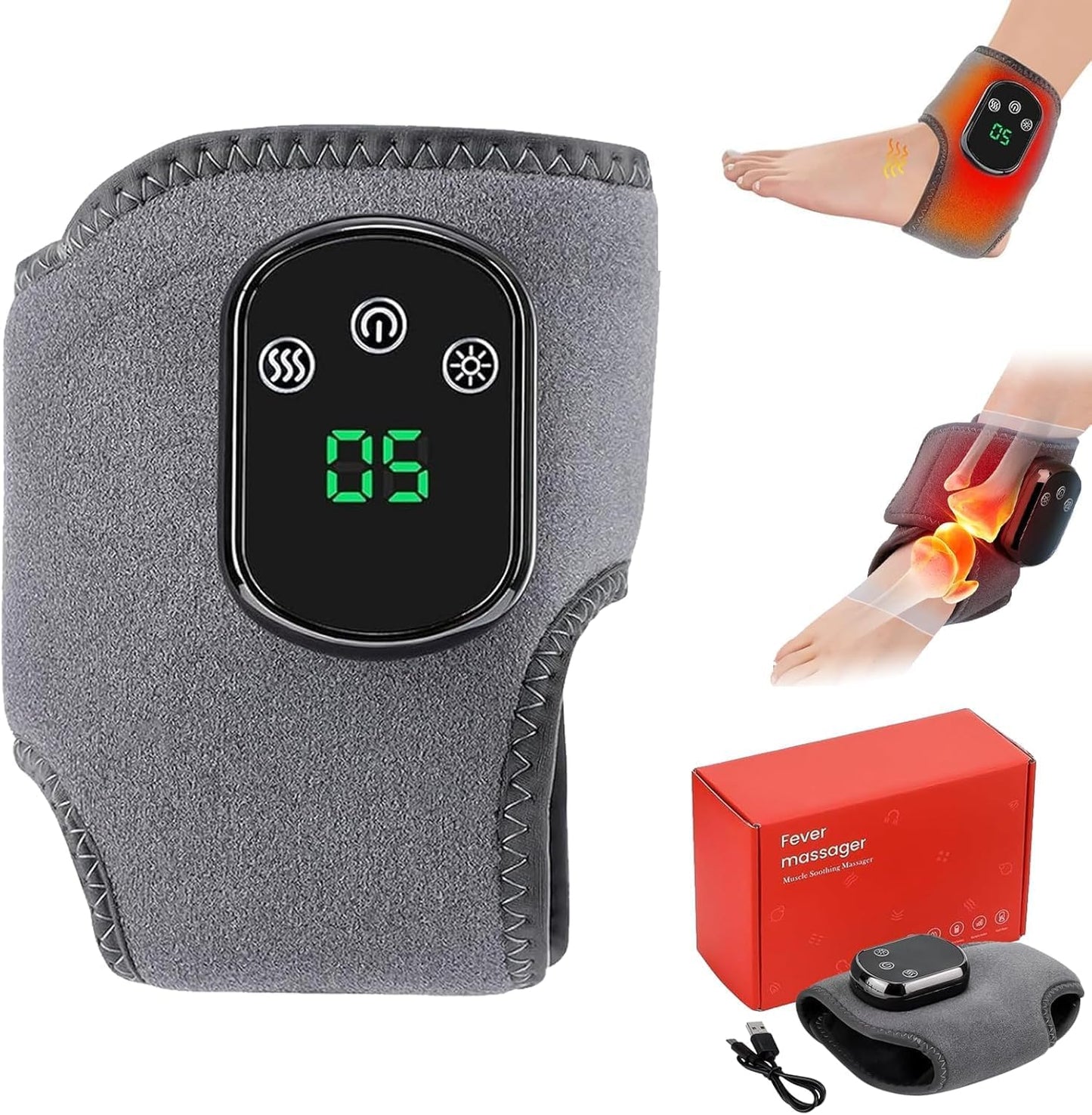 Foot Massager, Foot Triple Method Massager for Neuropathy Pain Relief - Electric Foot Massager with Heat, Compression for Plantar Fasciitis, Muscle Recovery (A-1PCS)