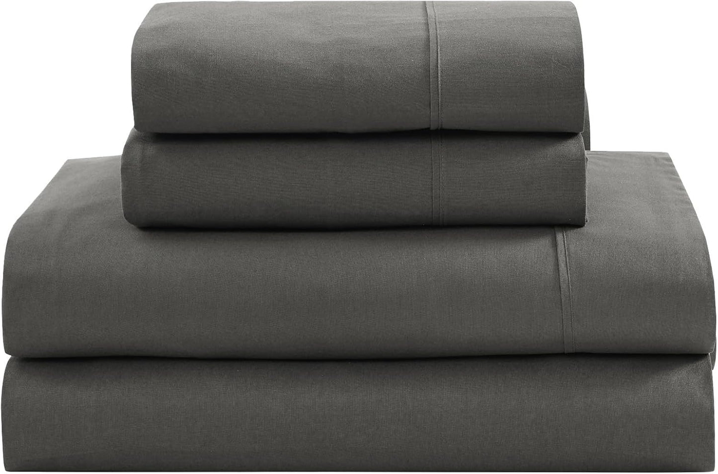 LANE LINEN 100% Organic Cotton Sheets King Size Machine Washable Fully Elasticized Soft & Comfy Mercerized Sustainably Produced All Season Eco Friendly Cotton Sheets sábanas King- Charcoal