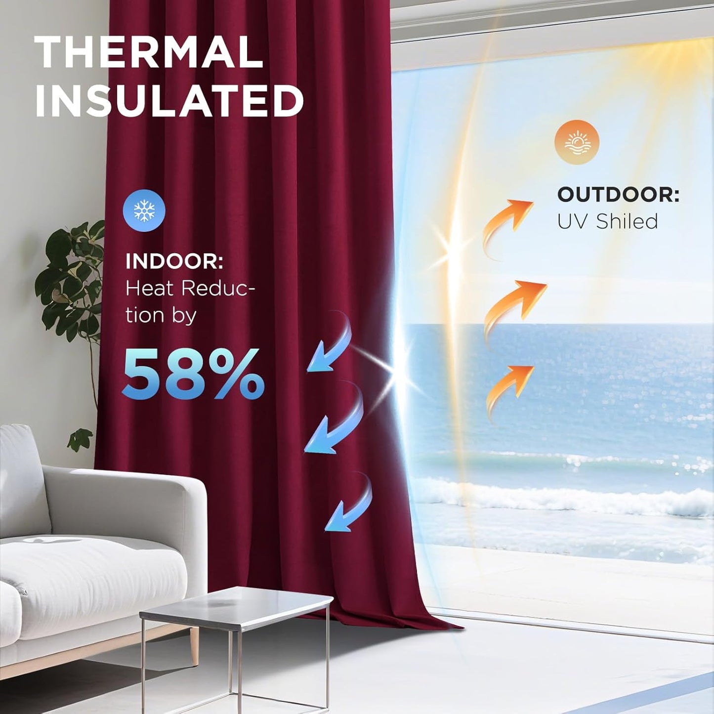 Joydeco Red 100% Blackout Curtains 108 Inch 2 Panels, Luxury Thermal Red Velvet Curtains for Bedroom Living Room, Soundproof Blackout Window Drapes, Rod Pocket & Back Tab (52W x 108L)