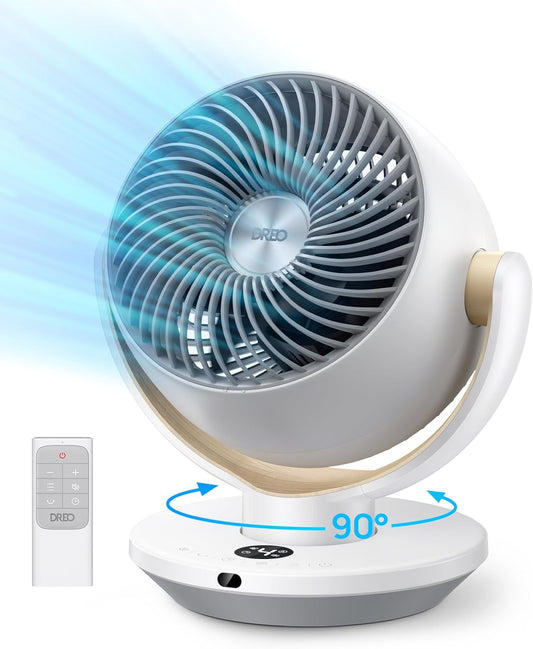 Dreo Fan for Bedroom, Desk Air Circulator Fan with Remote, 11 Inch Table Fans for Whole Room, 60ft Powerful Airflow, 120° Vertical Manual +90° Oscillating, 4 Speeds, 8H Timer, Quiet Fan, Home