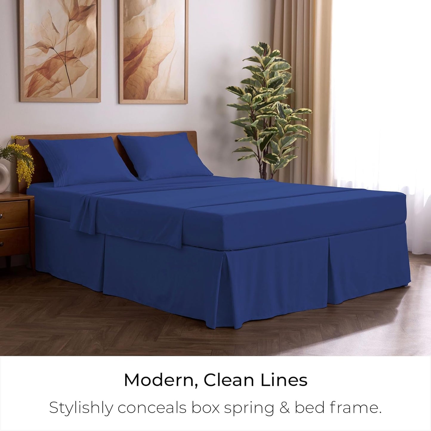 Mellanni Bed Skirt Cal King Size- Bed Skirting - 15-Inch Tailored Drop Pleated Dust Ruffle - Hotel Luxury Bedding - Wrinkle, Fade, Stain Resistant - 1 Bedskirt (Cal King, Royal Blue)