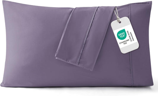 Bedsure Pillow Cases Standard Size Set of 2 - Grayish Purple Brushed Microfiber Pillowcases, Super Soft Pillow Case Covers with Envelope Closure, Wrinkle, Fade and Stain Resistant, 20x26 Inches