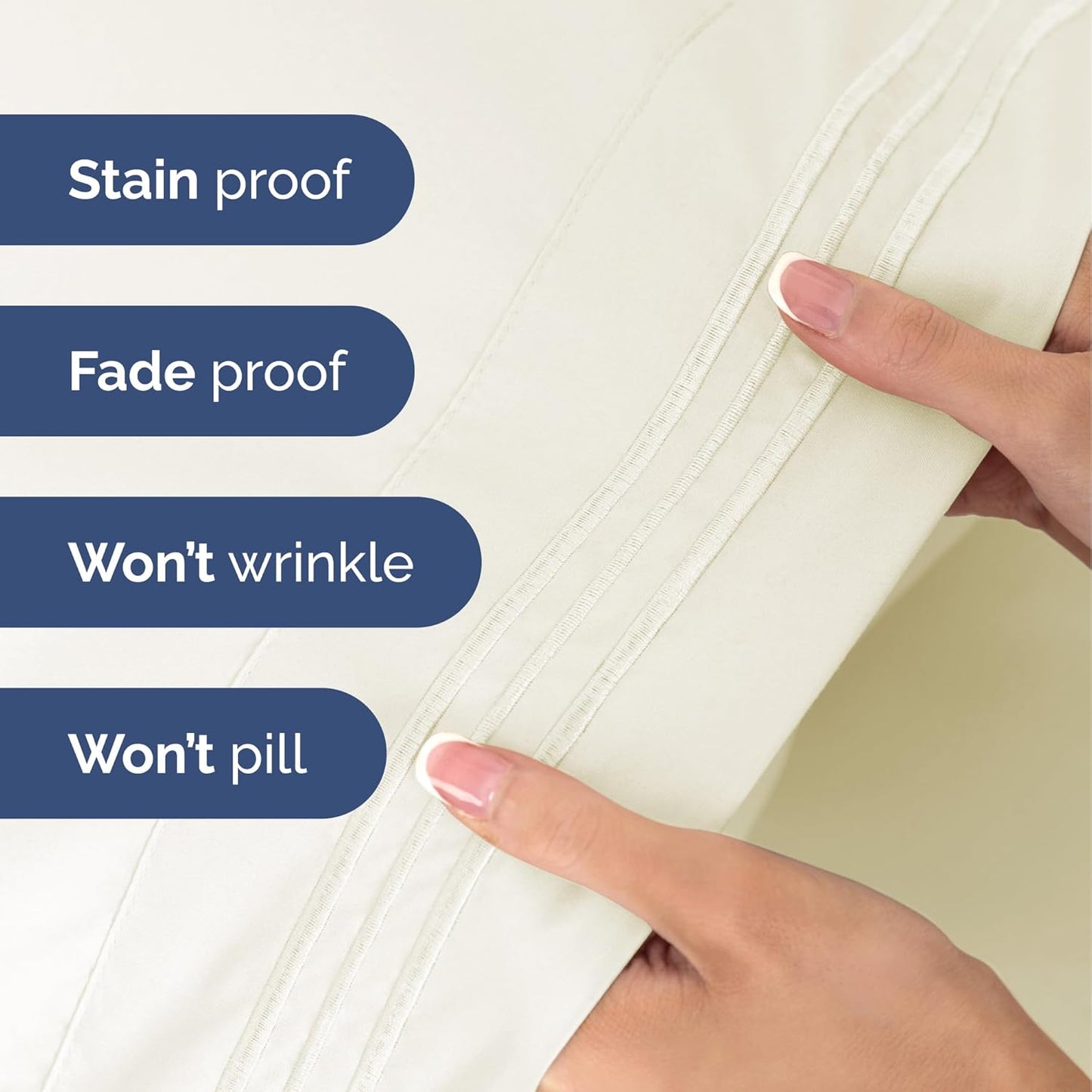 Twin Size 3 Piece Sheet Set - Extra Soft, Breathable And Cooling Sheets - Hotel Luxury Durable Bed Sheets for Women & Men - Deep Pockets, Easy-Fit & Wrinkle-Free Sheets - Ivory Oeko-Tex Bed Sheet Set