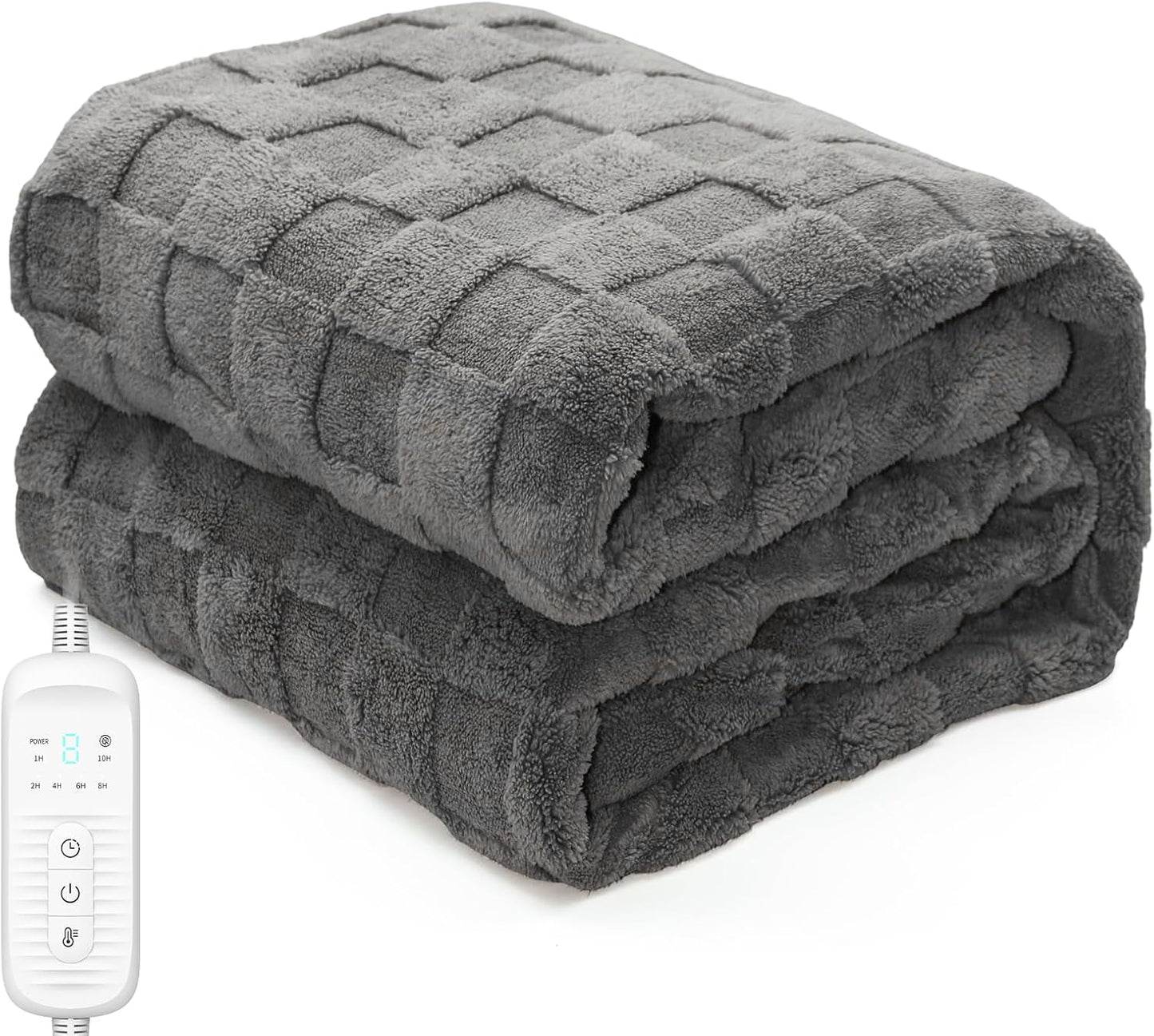 Electric Heated Blanket Throw - 50"x60" Heating Blanket Throw House Warming Gifts New Home, Ultra Soft Warm Flannel Sherpa Fast Heat,8 Heat Level 10 Hours Auto-Off ETL Certified