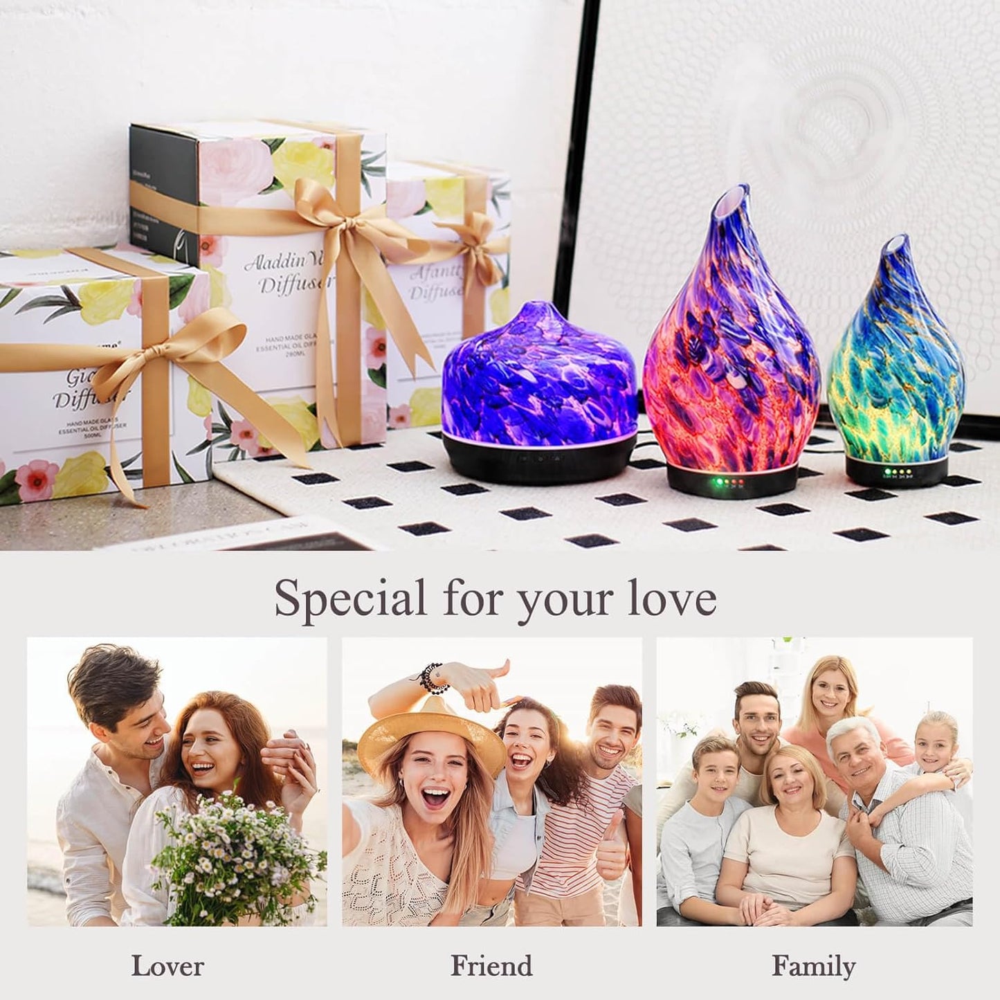 Porseme 150ml Essential Oil Diffuser Glass Color Changing Aroma Air Diffusers Aromatherapy Ultrasonic Cool Mist Humidifier 6 Running Hours Waterless Auto-Off for Sleeping Yoga Office Spa (Deep Blue)