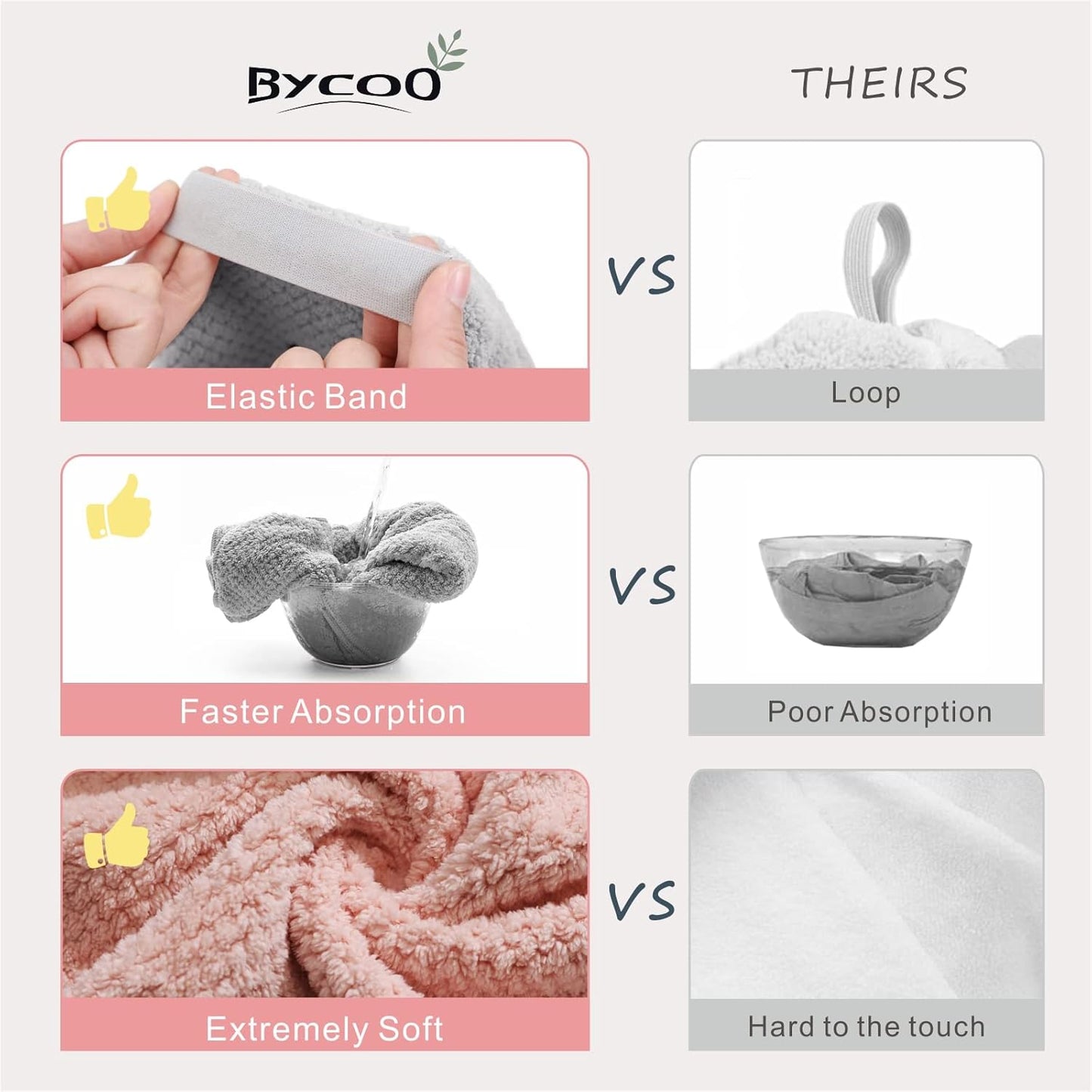 2 Pack Large Microfiber Hair Towel Wrap for Women, Anti Frizz Hair Drying Towels, Fast Dry Hair Turban - for Wet, Long, Thick, Curly Hair - Super Absorbent Soft Towels - Gray & Pink