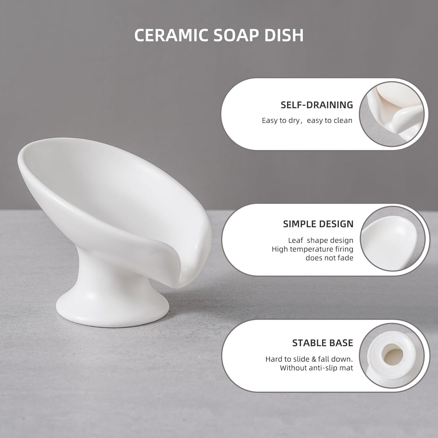 Ceramic Bathroom Accessories Set,Includes Foaming Soap Dispenser, Toothbrush Holder, Soap Dish, Cotton Swab Jar,Bathroom soap and Toothbrush Holder Set,Classic Design(White Set - Foam)