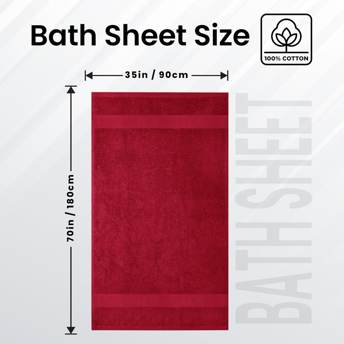 Infinitee Xclusives – Luxury Bath Sheets Towels – 1 Pack 600 GSM (35X70 Inches) – 100% Ring Spun Cotton Large Bath Towels for Bathroom (Burgundy, Bath Sheets - Pack 1)