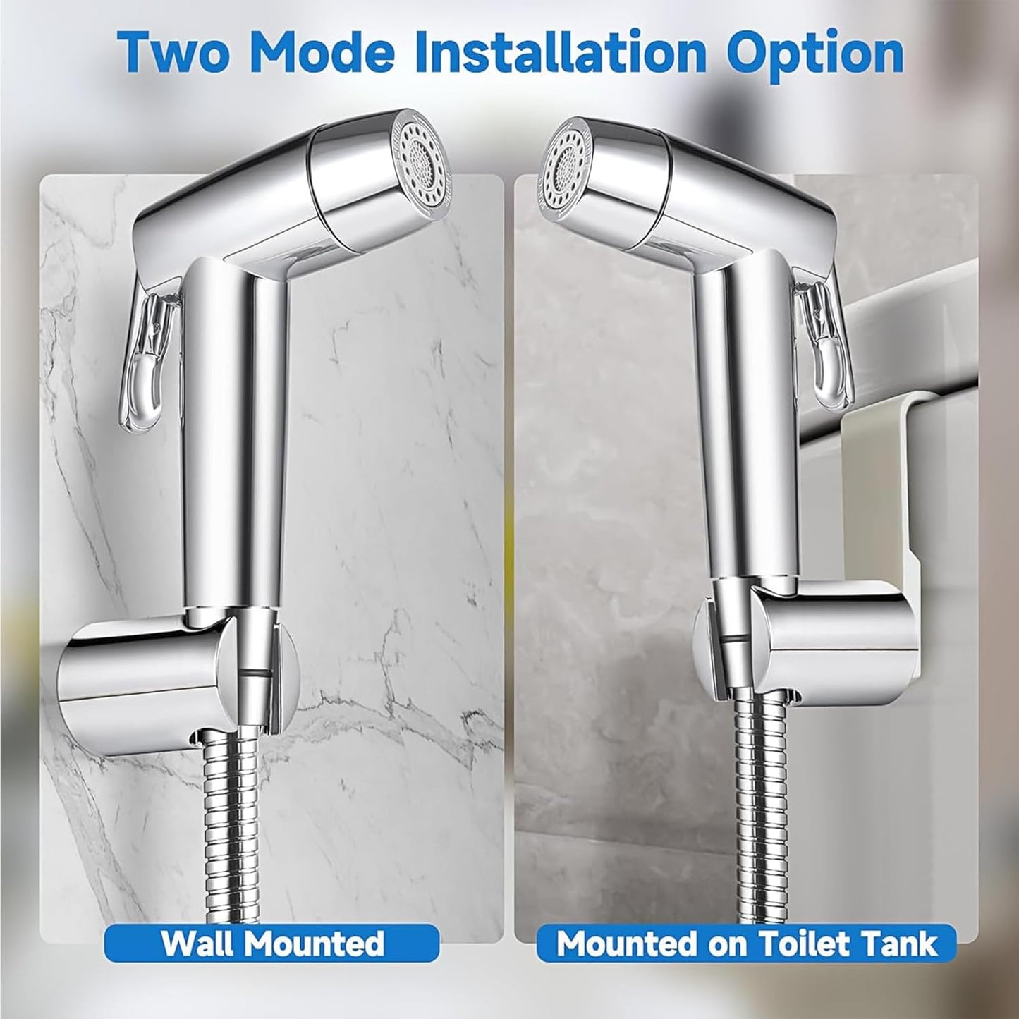 Handheld Bidet Sprayer Toilet Bathroom with Wall Bracket Hose Set, Closestool, Squatting Pan, Water Flower, Floor Cleaning Cloth Diaper for Bathroom Hygiene 3 Set (Note: linker not Included)