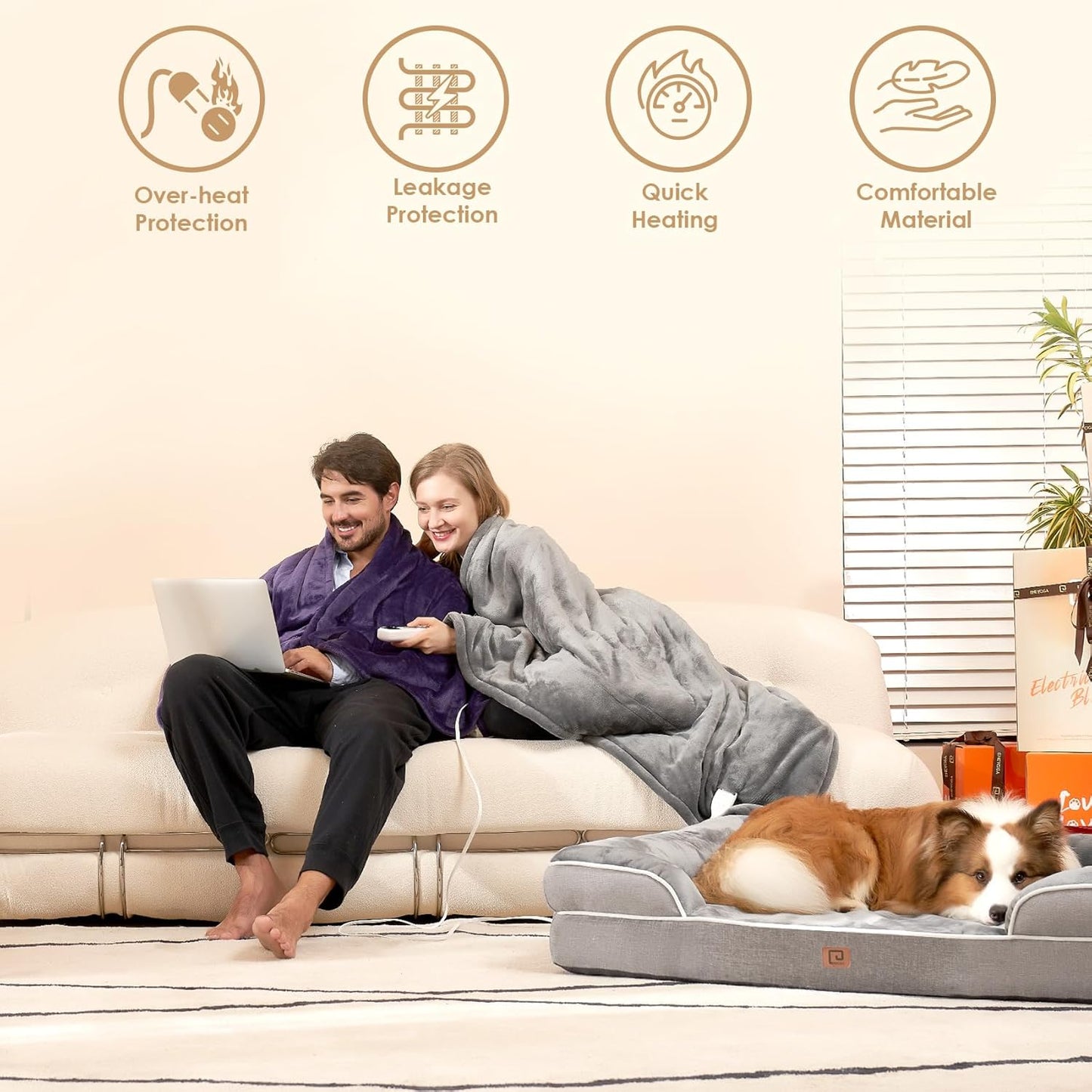 EHEYCIGA Heated Electric Blanket Full Size - 9 Heating Levels, 10 Hours Auto Off, Soft Cozy Sherpa Washable With Fast Heating, 72 x 84 Inches