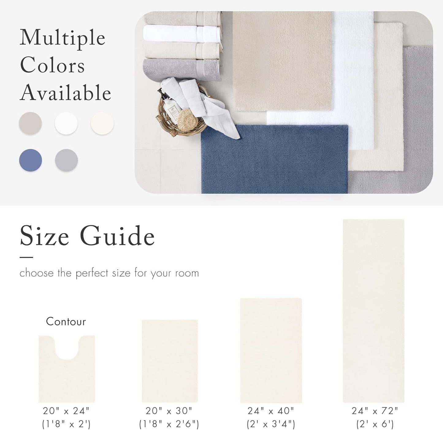 Madison Park Signature Non Slip, Luxrurious Plush Mat, Absorbent, Quick Dry, Spa Design Bath Room Décor Marshmallow Bathroom Rug, 1'8" x 2' (Contour), Cream