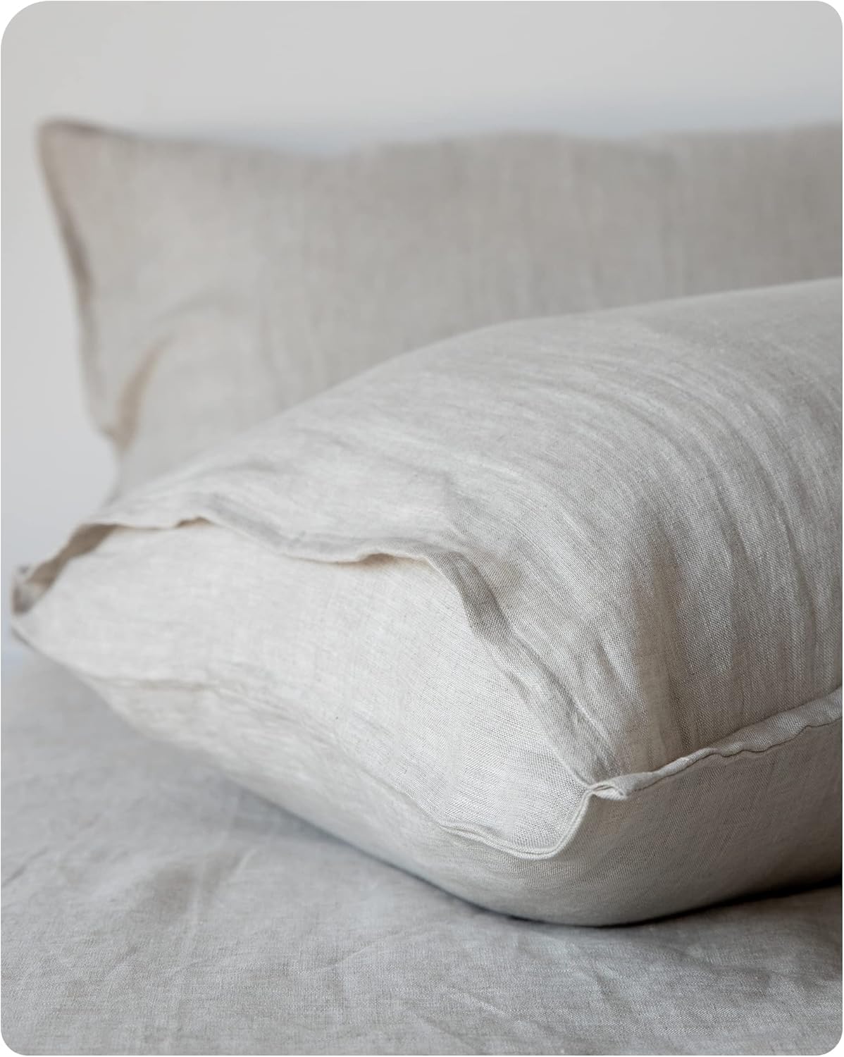 XZ XIFA Linen Pillowcases Queen - Pack of 2-100% Natural Washed French Flax, Breathable, Durable, Textured Envelope Pillowcases - Linen, 20'' x 30''