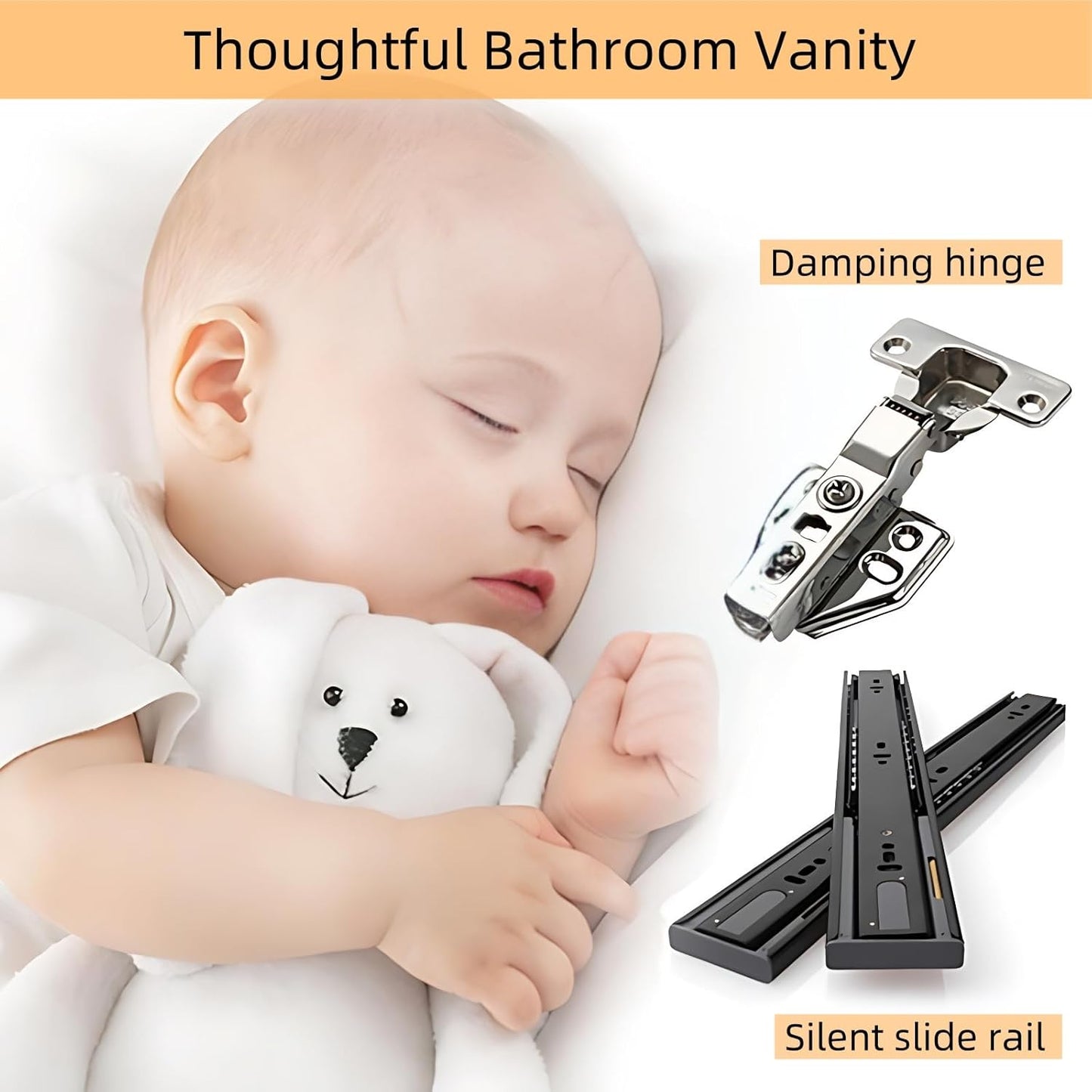 56IN Suspended Bathroom Cabinet Combo Set - Fully Functional LED Mirror with Smart Defogging & Time Display | Bathroom Vanity with Sink,Side Cabinet Storage Compartment (Style A)