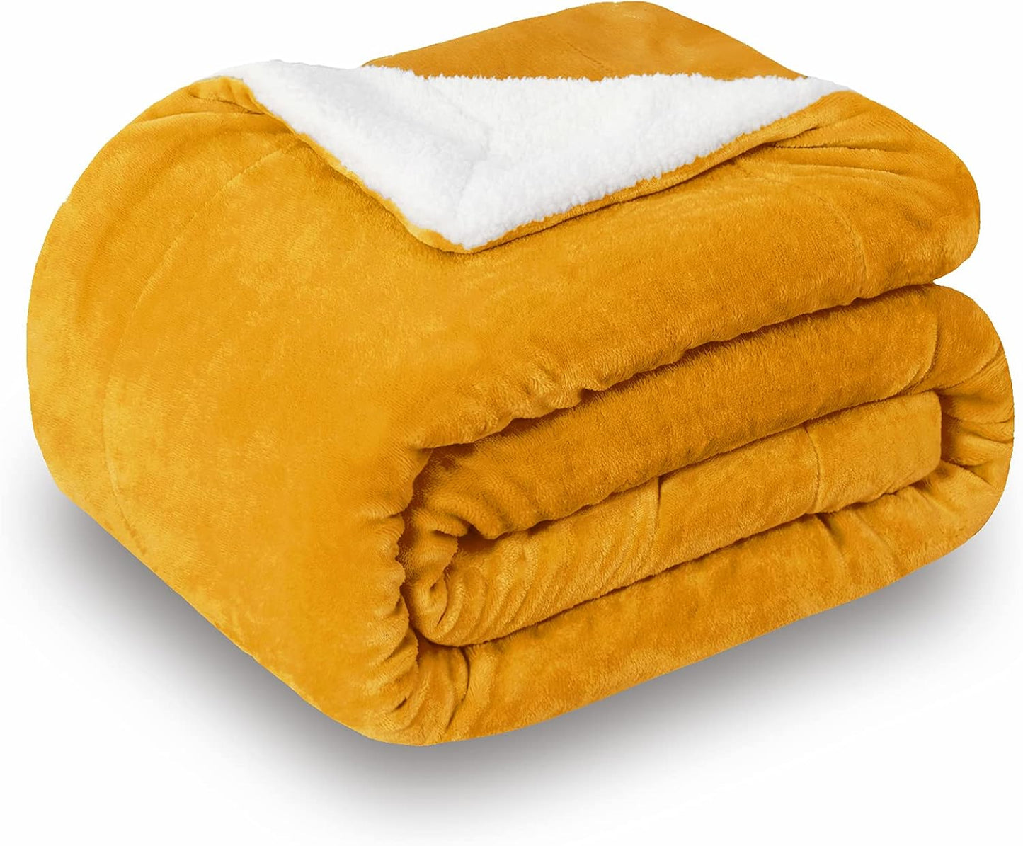 SOCHOW Sherpa Fleece Throw Blanket, Double-Sided Super Soft Luxurious Plush Blanket Throw Size, Mustard Yellow, 50x60 inches