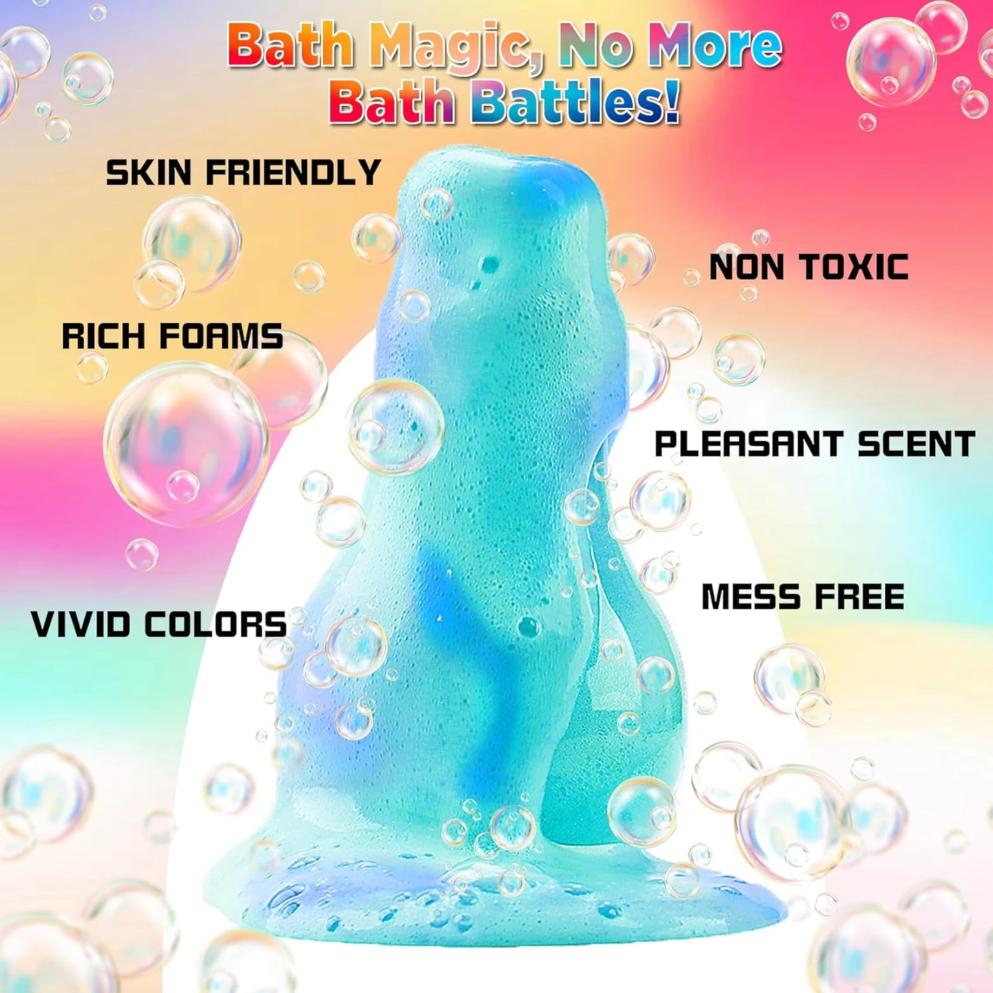Bath Potion for Kids - 8 Pack Skin Friendly Foam Bath Toys, Colorful Foams & Bubbles Fragrance Color Potions for Kids, Best Presents, Fun & Educational - 60g/Bottle