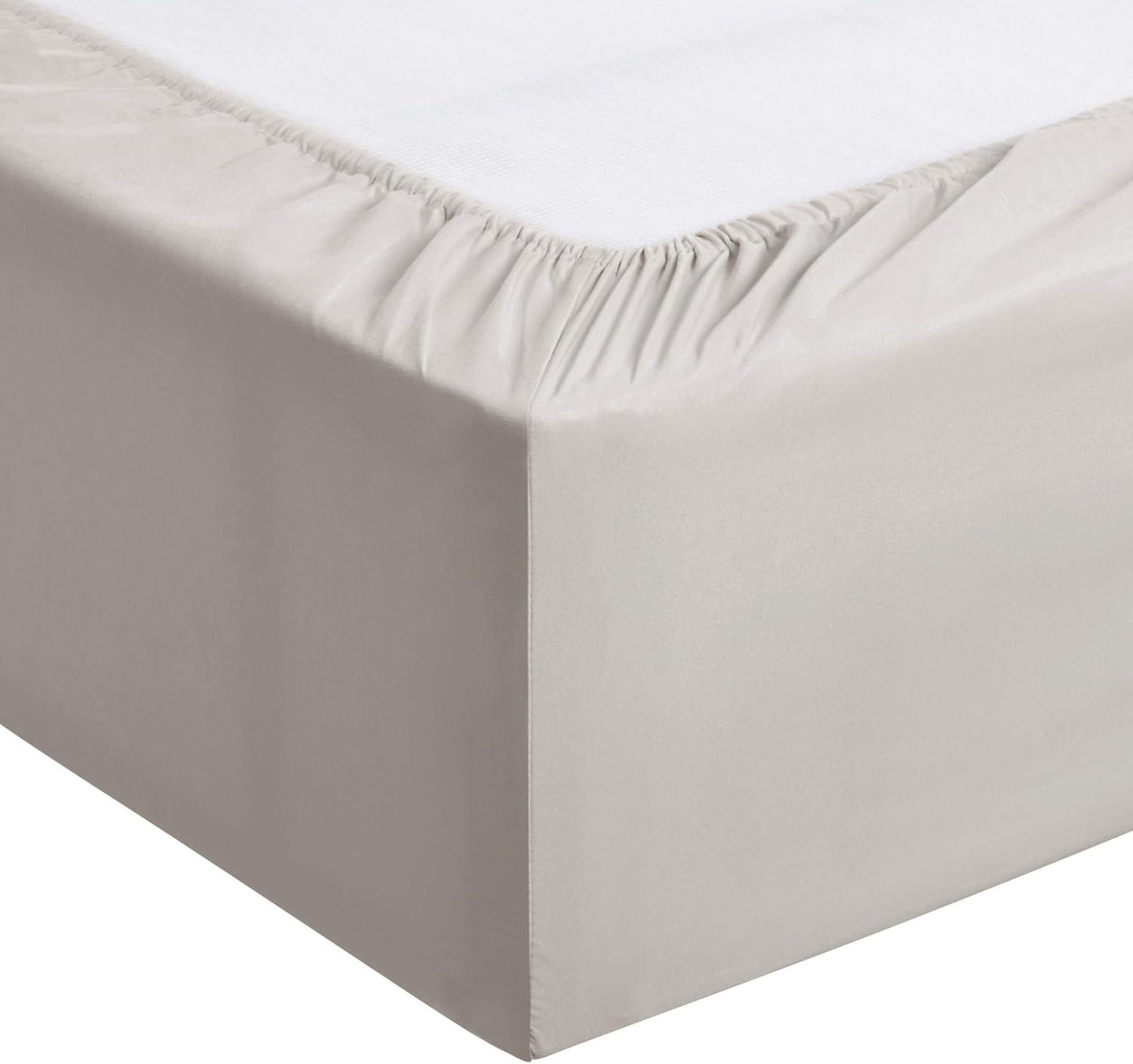 Amazon Basics Lightweight Super Soft Comfortable Easy Care Microfiber 4 Piece Bed Sheet Set with 14-Inch Deep Pockets, Queen, Light Gray, Solid