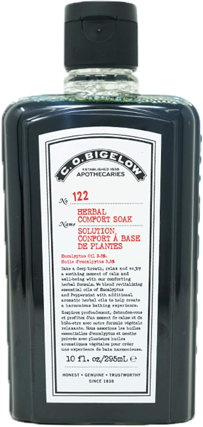 C.O. Bigelow Herbal Comfort Soak, Aromatherapy Bath Soak for Seasonal Discomfort, Relaxation, Muscle Relief with Essential Oils, Eucalyptus, Peppermint, Echinacea, 10 fl oz