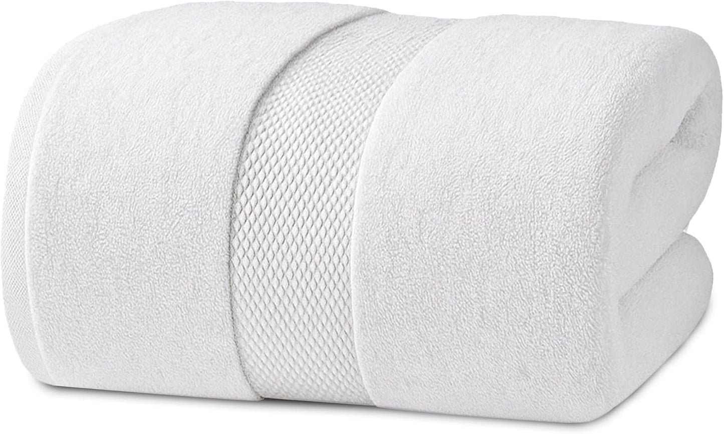 Infinitee Xclusives – Luxury Bath Sheets Towels – 1 Pack 600 GSM (35X70 Inches) – 100% Ring Spun Cotton Large Bath Towels for Bathroom (Brilliant White, Bath Sheets - Pack 1)