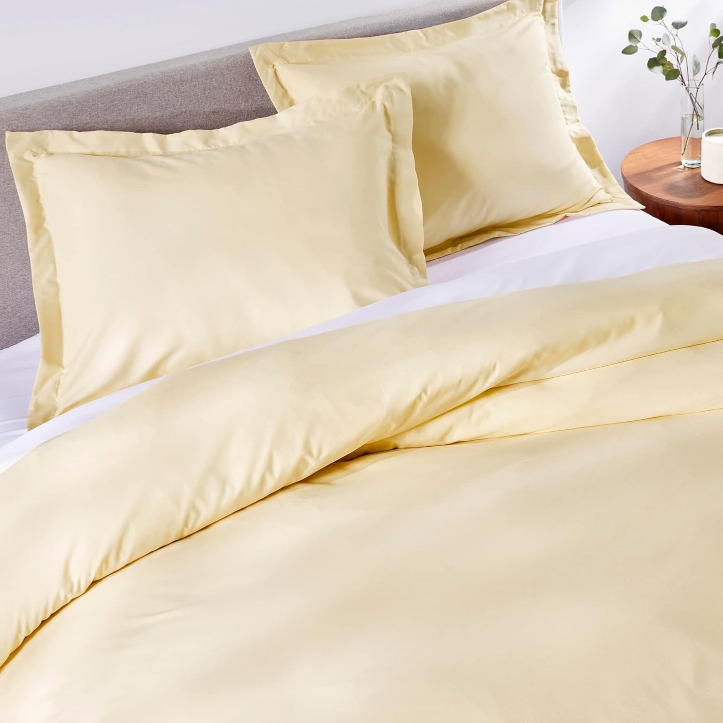PeachSkinSheets 1500tc Level of Softness Soft Cooling Duvet Cover Set | Queen/Full Size - Buttercream Yellow