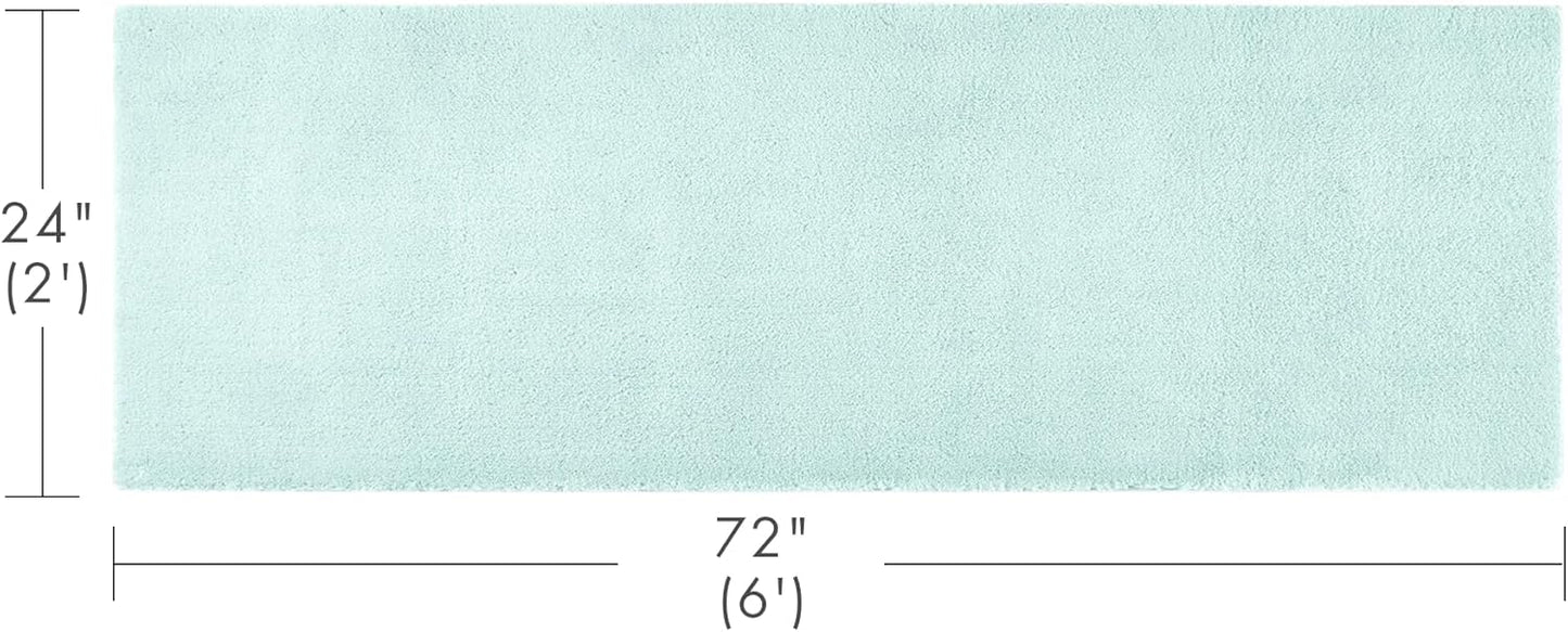 Madison Park Signature Marshmallow Bathroom Rug Non Slip, Luxrurious Plush Bath Mat, Absorbent, Quick Dry, Spa Design Bath Room Décor, 24x72, Seafoam