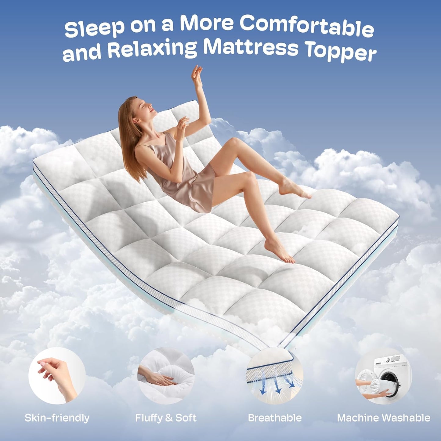 Twin Mattress Topper, 4.5 Inch Memory Foam Mattress Topper for Back Pain & Pressure Relief - 2.5" Cooling Memory Foam Soft and Supportive + 2" Pillow Top Mattress Pad Cover, with 8-21" Deep Pocket