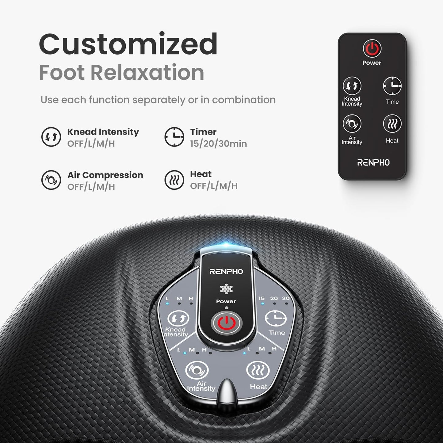 RENPHO Foot Massager Machine with Heat [2026 Upgraded], Shiatsu Foot Massager for Plantar Fasciitis, Christmas Gifts for Women, Cordless Control, FSA Eligible HSA Store Eligible, 2026 New Upgraded, BK