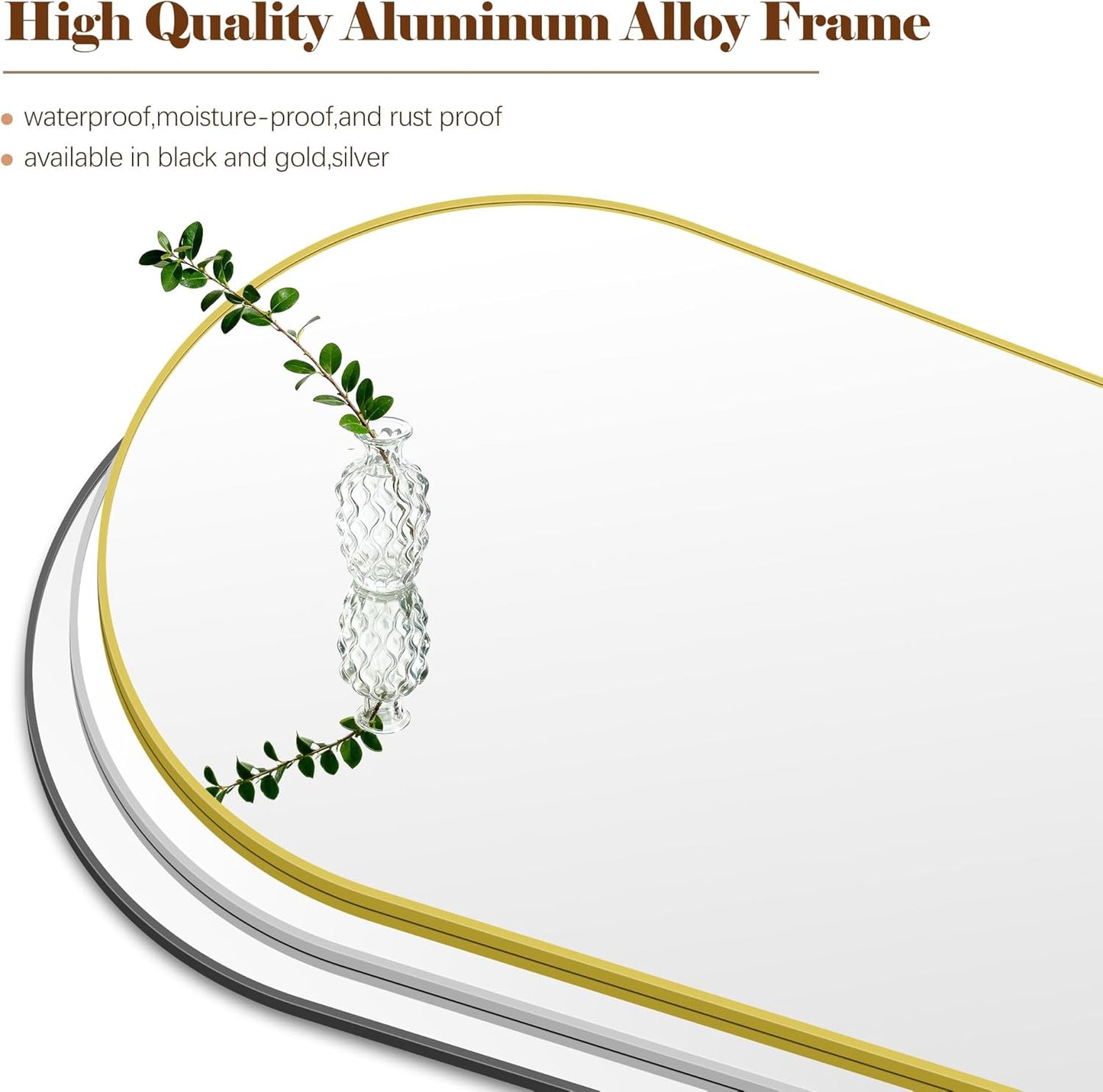 Arched Bathroom Mirror, 30"x48" Silver Arched Mirror for Bathroom, Wall Mounted Mirror, Silver Vanity Wall Mirror w/Metal Frame for Bedroom, Entryway, Living Room, Hanging or Leaning Against