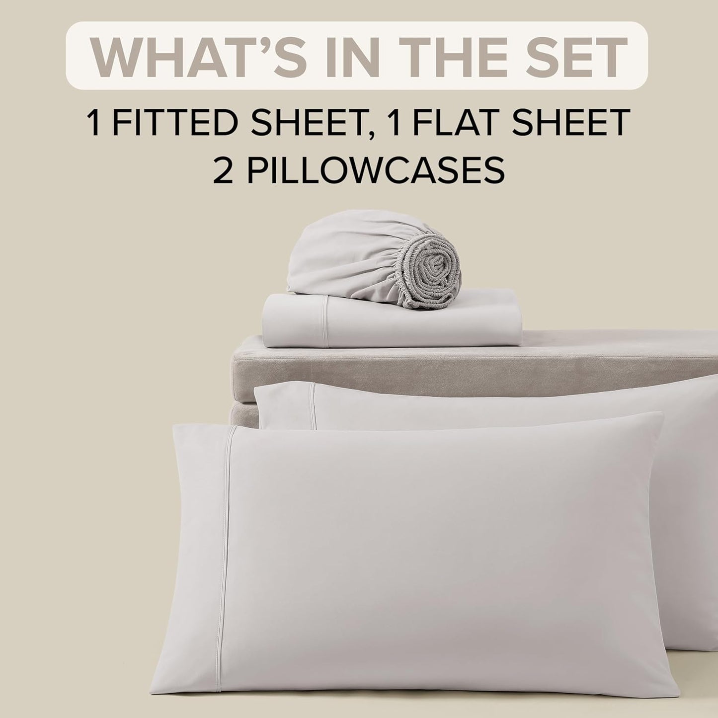 UGG Full Sheet Set 4-Piece Luxury Cooling Sheets Deep Pockets Premium Bedding with 2 Pillow Shams Hypoallergenic Machine Washable Soft Lightweight Bed Set for Bedroom, Full, Stone Grey (Hedi)