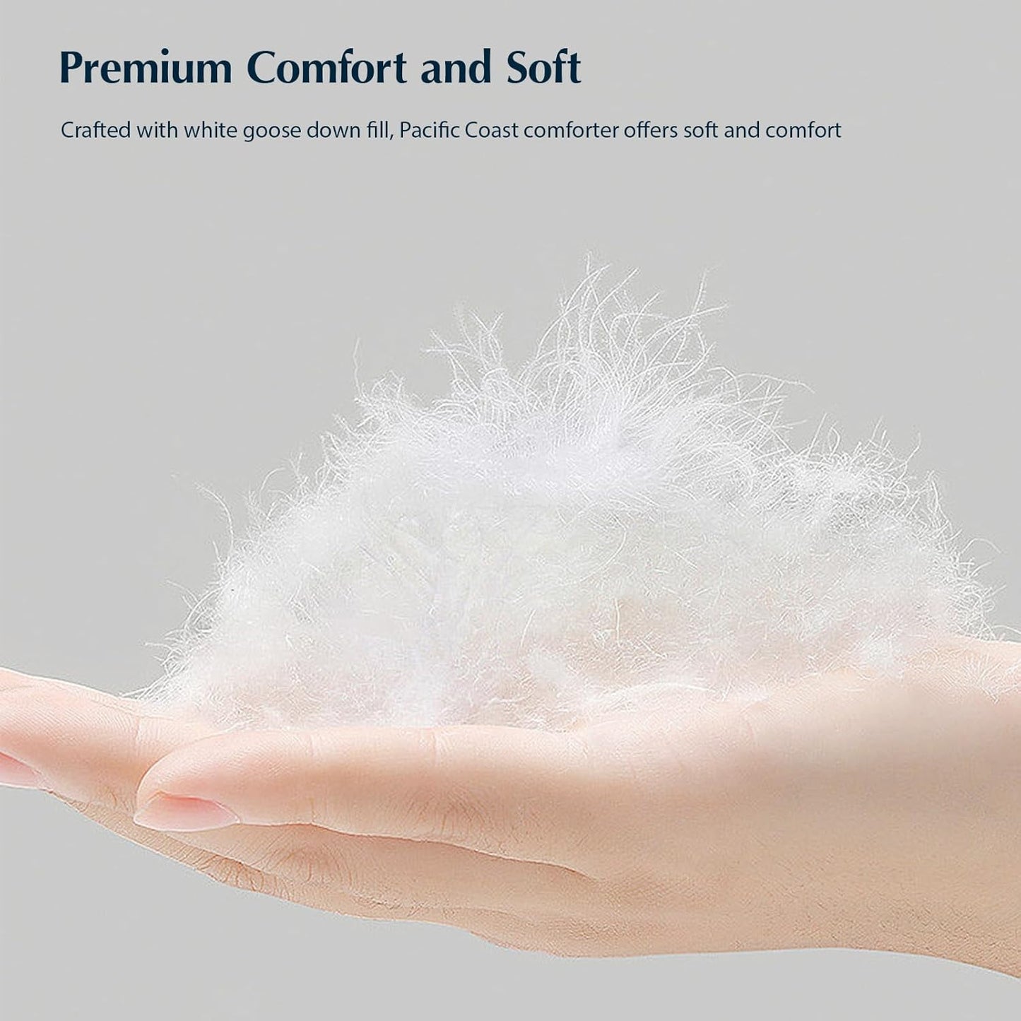 Pacific Coast Twin Comforter Filled with White Goose Down Bed Comforter, Fluffy All Season Luxury Hotel White Duvet Insert with 8 Loops, 60"x90"