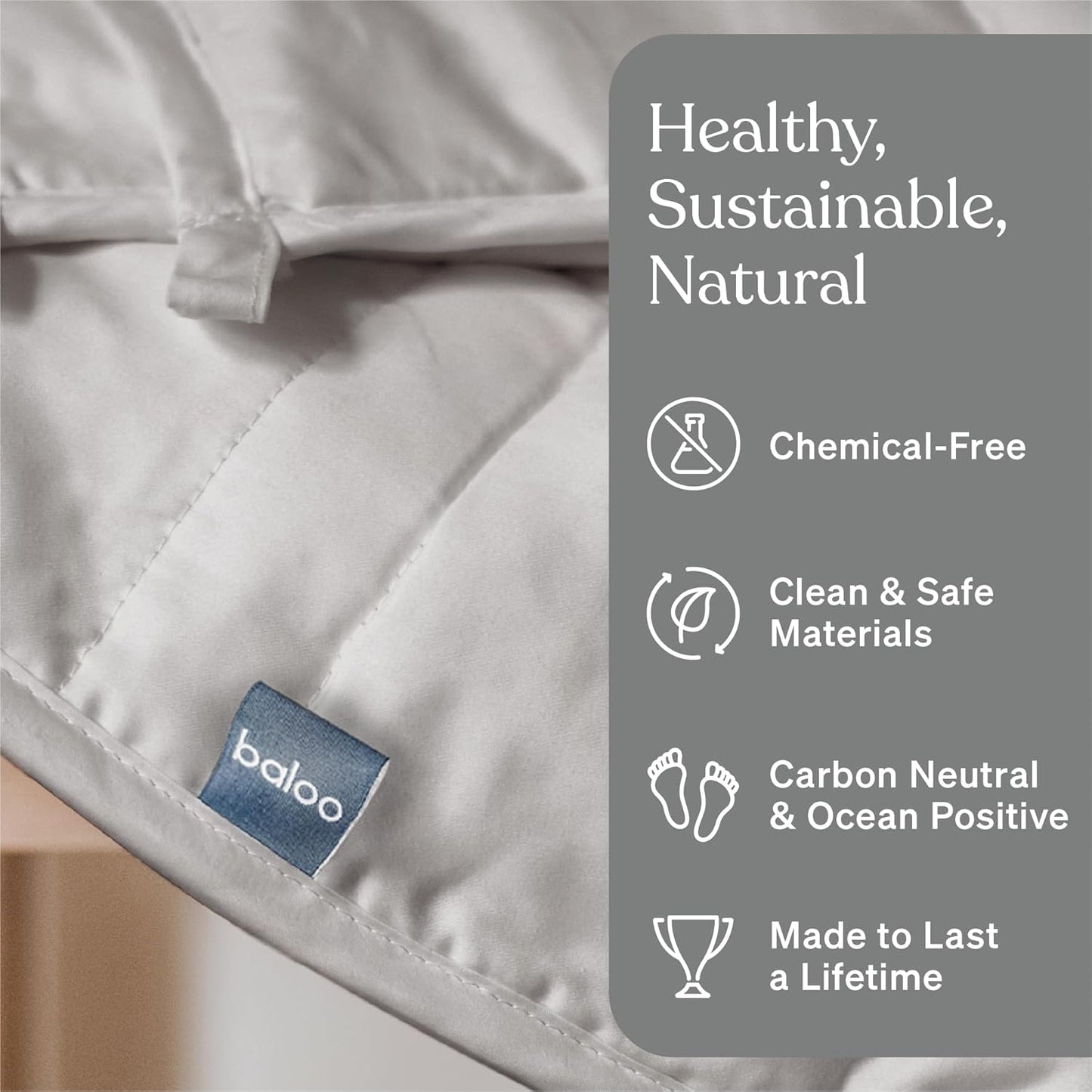 Baloo Weighted Blanket for Adults 20 lb (Silver Sage, 60"x80") | Cool & 100% Cotton | Machine Washable & Dryer Safe | Glass Microbead Fill