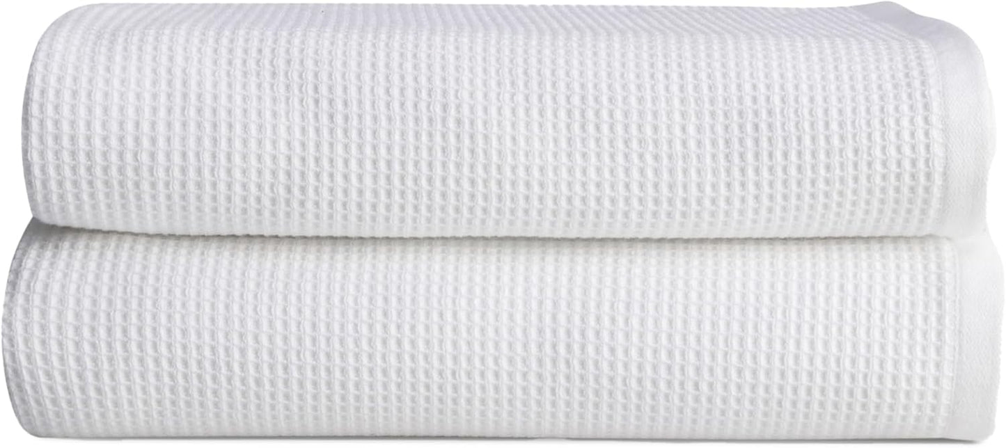 Cozy Earth Waffle Bath Sheets - 60% Cotton 40% Viscose from Bamboo Bath Sheets 40 x 65 Inches - Soft & Absorbent Terry, Reversible Mini Textured Waffle & Weave Pattern - 2 Pack