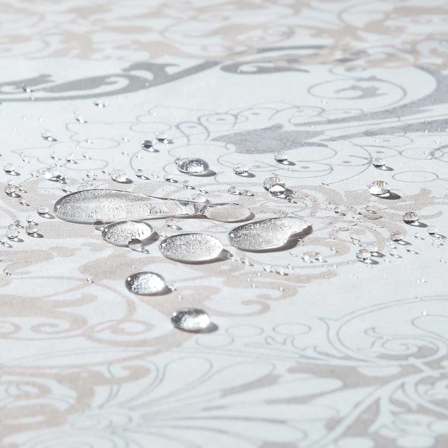 90 Inch Fabric Shower Curtain, Extra Long White and Beige Boho Damask Print Shower Curtains for Bathroom, 72" W x 90" H