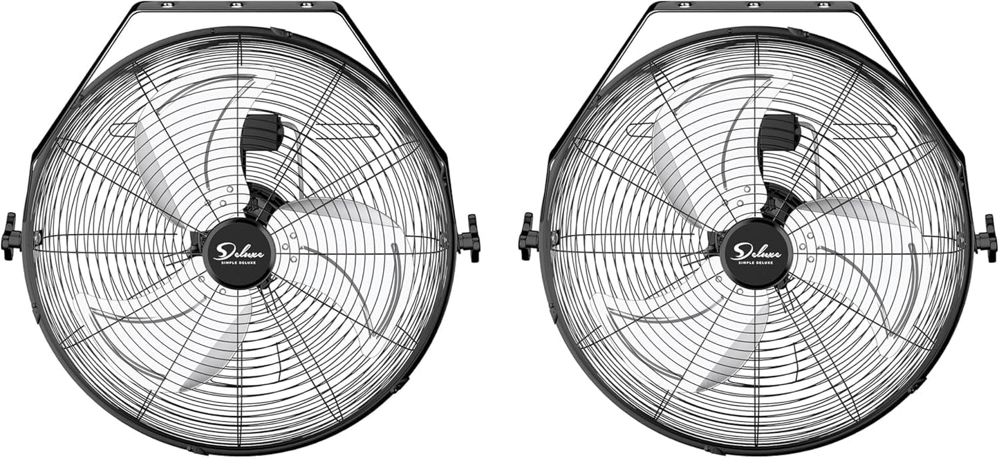 Simple Deluxe 20 Inch High Velocity 3 Speed, Black Wall-Mount Fan for Warehouse, Greenhouse, Workshop, Patio, Factory and Basement