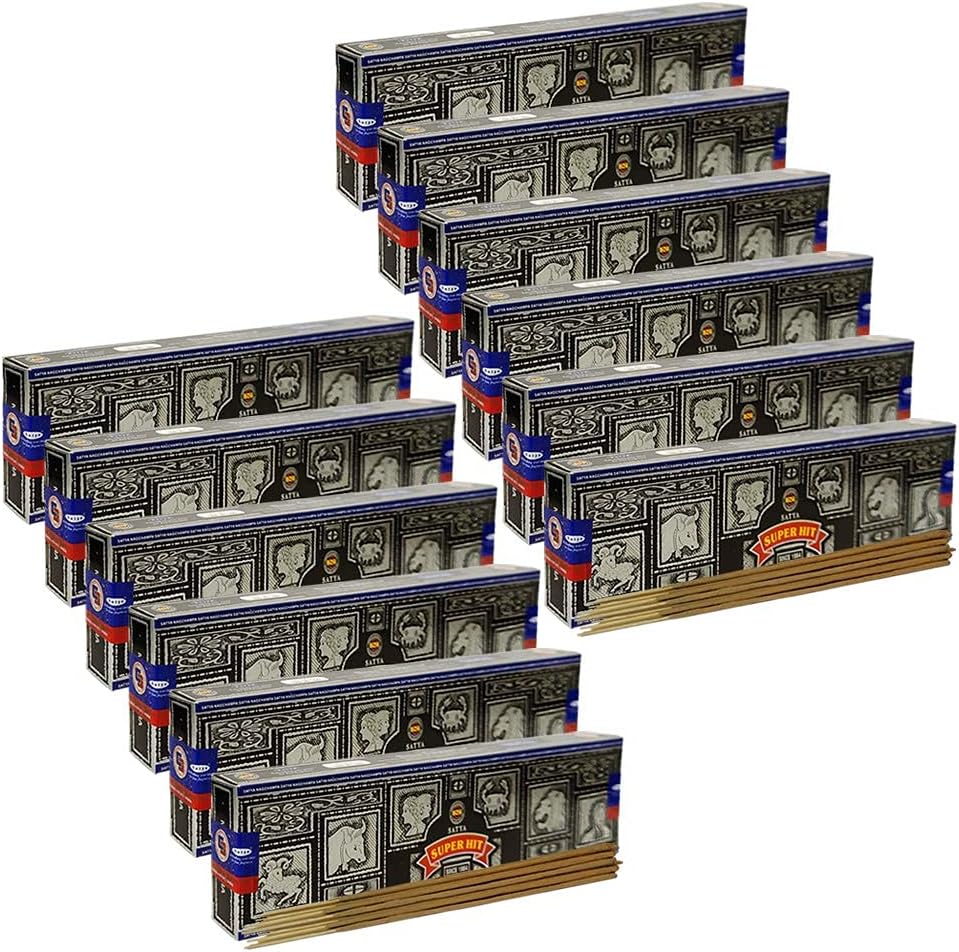 Super Hit Incense Sticks 40g and Holder Bundle - Pack of 12 (Approx 480 Sticks)