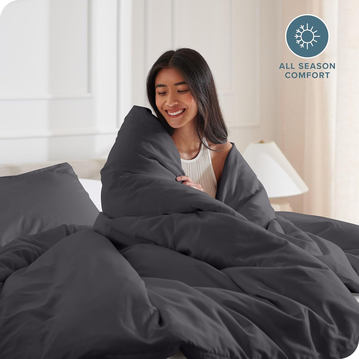 Bare Home Bedding Duvet Cover California King Size - Premium 1800 Super Soft Collection - Lightweight, Cooling - Soft Breathable Bedding Duvet Cover (Cal King, Forged Iron Grey)