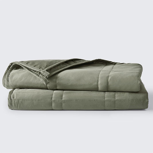 Baloo Weighted Blanket for Adults 12 lb Throw (Moss, 42"x72") | Cool & 100% Cotton | Machine Washable & Dryer Safe | Glass Microbead Fill