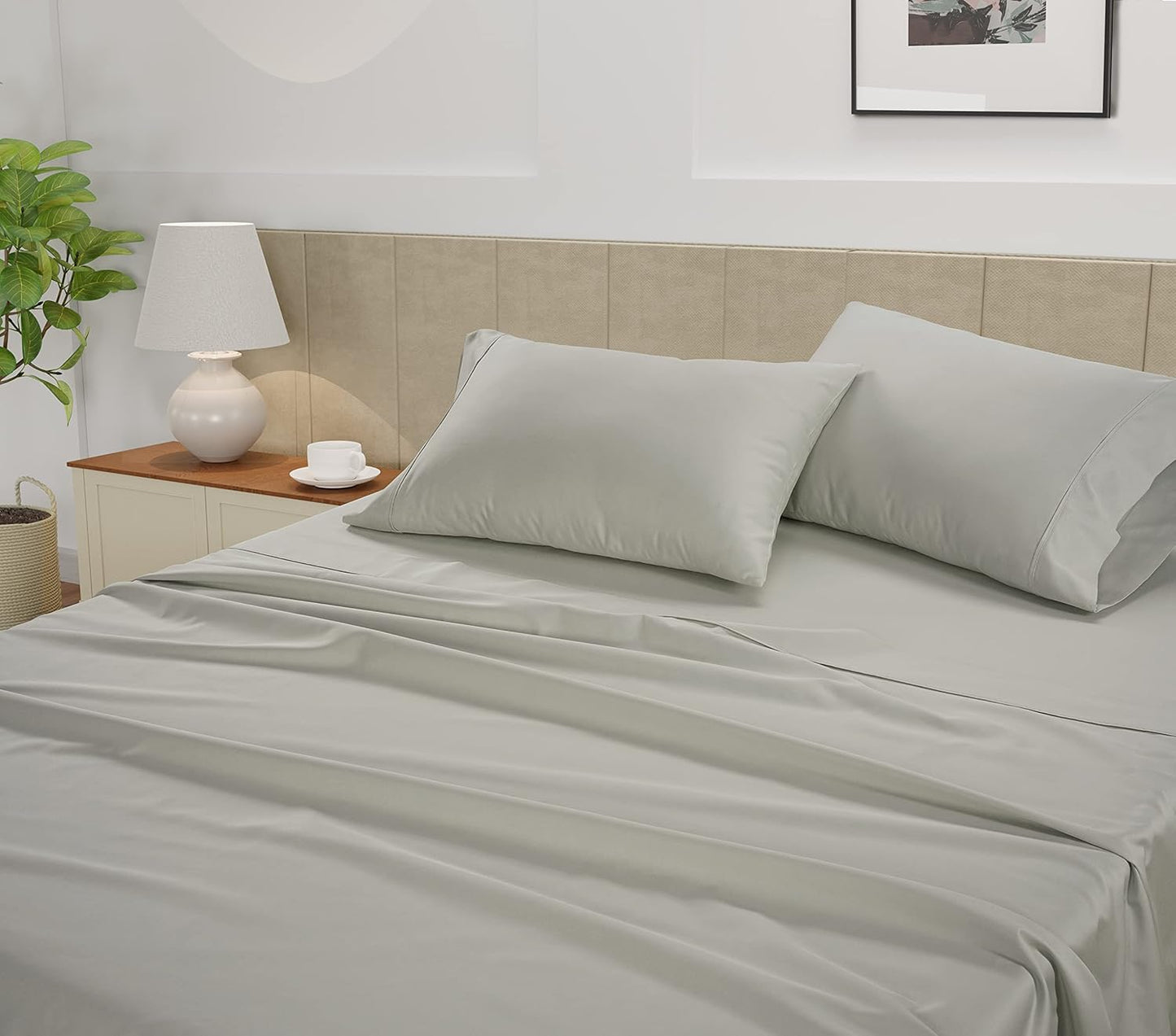 LANE LINEN Bed Sheets Queen Size – Premium 450 Thread Count Long-Staple 100% Cotton Sheets Queen Size Set, Hotel Luxury Soft & Cool Sateen Finish, Fully Elasticized 15" Deep Pocket – Moonstruck